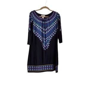 London Times Women’s Black/Blue/Purple/Green Dress.  Size 12.